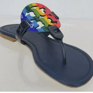 Tory Burch Shoes Tory Burch Miller Navy Leather Rainbow Logo